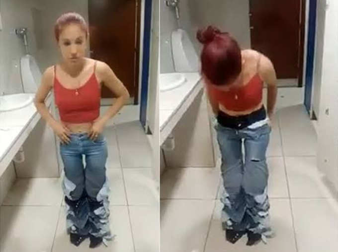 Woman Shoplifts 8 Pairs Of Jeans Wearing Them All At Once Caught By Security Guard Video Goes Viral