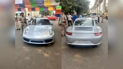 बिना नंबर प्लेट के Porsche चला रहा था, 9.8 लाख रुपये का कटा चालान