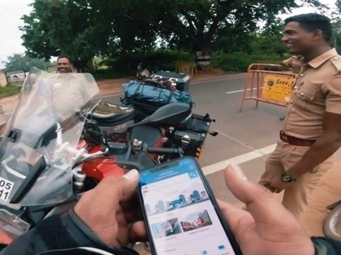 Tamil Nadu cops stopped biker on BMW superbike To click photos Video Goes Viral