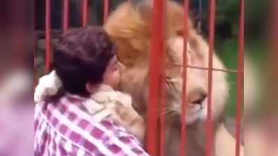 बब्बर शेर ने लगाया महिला को गले, वीडियो देख लोग बोले- ये है सच्चा प्यार