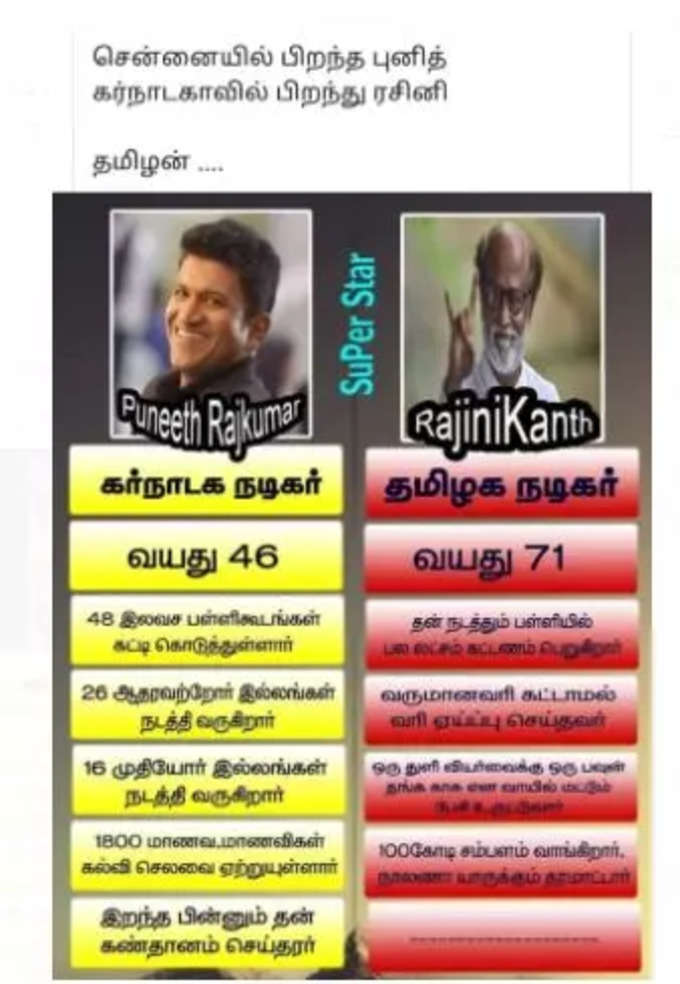 ரஜினி Vs புனீத் மீம்ஸ்