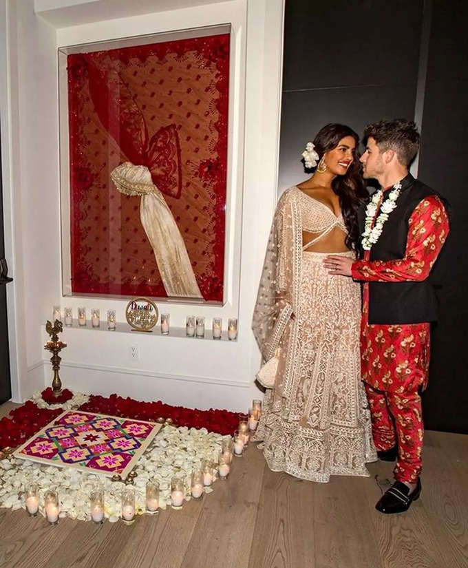 Priyanka Chopra and Nick Jonas Diwali at their new abode in Los Angeles