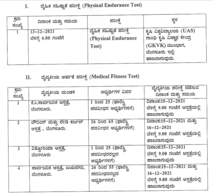 time table for 24 acf et pst exam released by kpsc