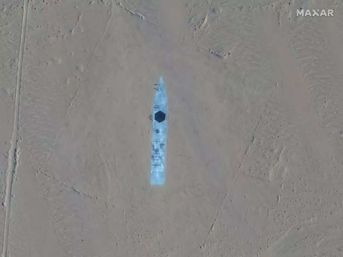 Maxar satellite image shows a destroyer target in Ruoqiang, Xinjiang, China.