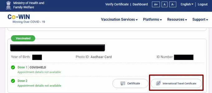 Covid Vaccine certificate download