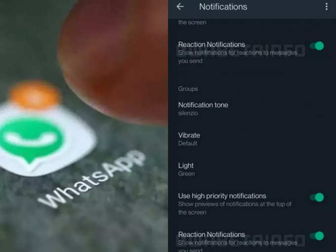 whatsapp message reaction