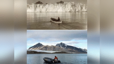 मात्र 105 साल में आर्कटिक से गायब हुई बर्फ, दो तस्‍वीरों में दिखा धरती की तबाही का नजारा