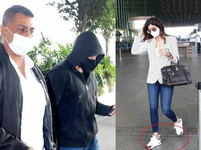एयरपोर्ट पर हुडी में चेहरा छिपाते दिखे राज कुंद्रा, शिल्पा शेट्टी के पैरों में दिखा महंगा जूता और हाथ में लाखों का पर्स