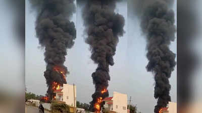 लखनऊ में एथेनॉल टैंकर में लगी भीषण आग, धमाकों के साथ 100 मीटर ऊंची लपटें देख सहमे लोग