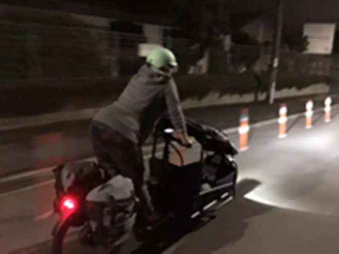 Green Party MP Julie Anne Genter rides a bicyle to the hospital while in labour in Wellington.