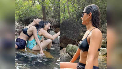 शक्ति मोहन ने ब्लैक बिकिनी में ढाया कहर, जंगल के बीच नदी में दिखीं नहातीं