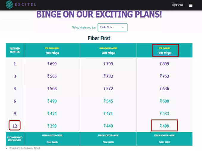 excitel broadband plan