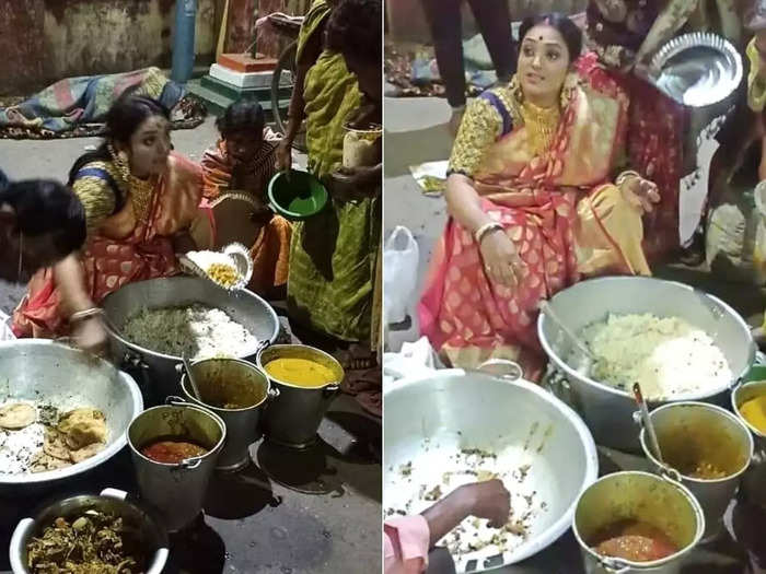 good news: woman distributes leftover food from brother’s wedding to the needy