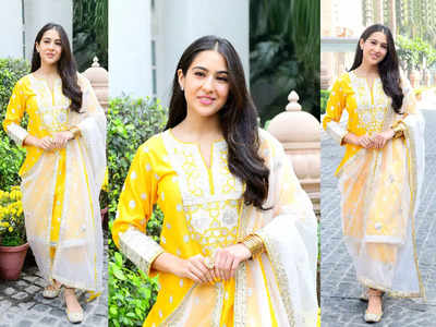 दिल्ली की सर्दी में सारा अली खान की खूबसूरती, पीले सूट और सफेद दुपट्टे में प्यारी लगी सैफ की ये लाडली