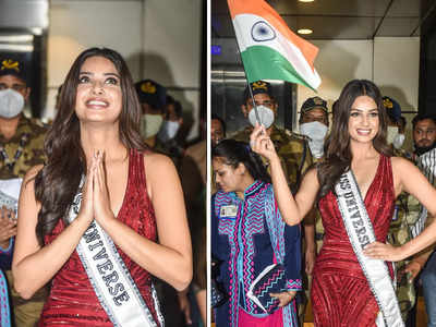 Video: वतन लौटीं मिस यूनिवर्स हरनाज संधू, चीखे उठे लोग- इंडिया इंडिया, चक दे फट्टे