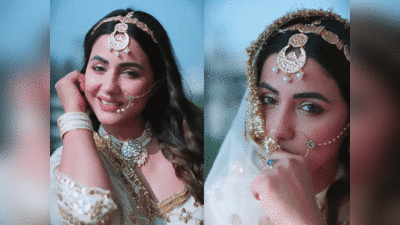 Hina Khan Traditional Bride Look: हुस्न परी की तरह सज-सवंरकर सामने आईं हिना खान, अपनी ही खूबसूरती देख हो गईं शर्म से लाल