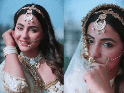 Hina Khan Traditional Bride Look: हुस्न परी की तरह सज-सवंरकर सामने आईं हिना खान, अपनी ही खूबसूरती देख हो गईं शर्म से लाल