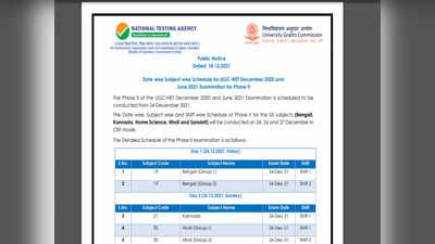 UGC NET 2021 Phase 2: यूजीसी नेट फेज-2 का शेड्यूल जारी, 24 दिसंबर से शुरू होंगे इन विषयों के एग्जाम