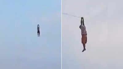 पतंग उड़ा रहा था बंदा, लेकिन अचानक उसके साथ हवा में पहुंच गया, वीडियो वायरल