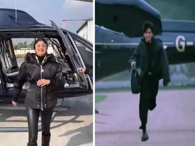 Video: हेलिकॉप्टर के पायलट सीट से उतरीं शिल्पा शेट्टी, अपने पहले हीरो शाहरुख की कर रहीं नकल