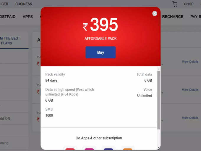 jio 395 plan