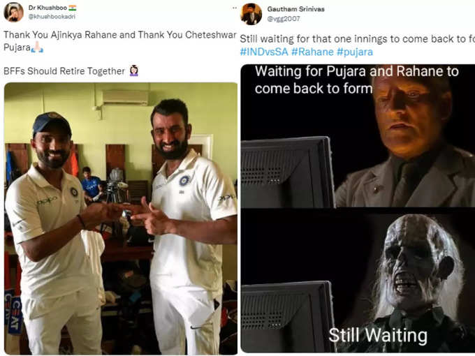 Funny Memes and jokes on ajinkya rahane cheteshwar pujara