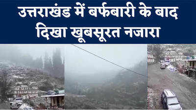 Snowfall in Uttarakhand: उत्तराखंड में बर्फबारी से खूबसूरत हुई वादियां, दिखा खूबसूरत नजारा