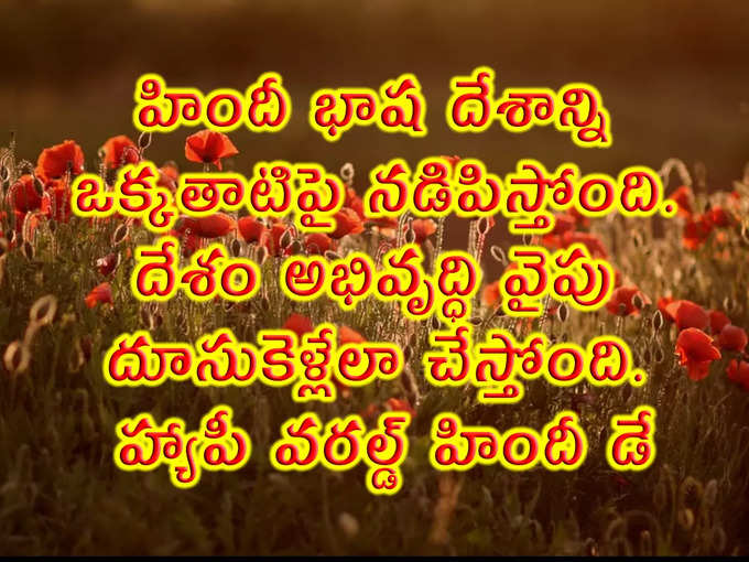 హిందీ భాష దేశాన్ని ఒక్కతాటిపై నడిపిస్తోంది. దేశం అభివృద్ధి వైపు దూసుకెళ్లేలా చేస్తోంది. హ్యాపీ వరల్డ్ హిందీ డే