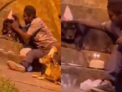 बेघर शख्स ने कुत्तों के साथ मनाया जन्मदिन, वीडियो देख आंखें नम हो जाएंगी