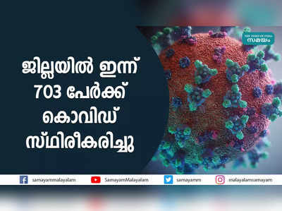 ജില്ലയിൽ ഇന്ന് 703 പേർക്ക് കൊവിഡ് സ്ഥിരീകരിച്ചു  