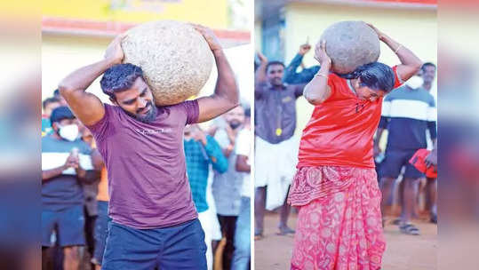 பெண்களை லேசுல நினைக்க வேணாம்; இளவட்ட கல் தூக்கி ஆண்களுக்கு ஜெர்க்!