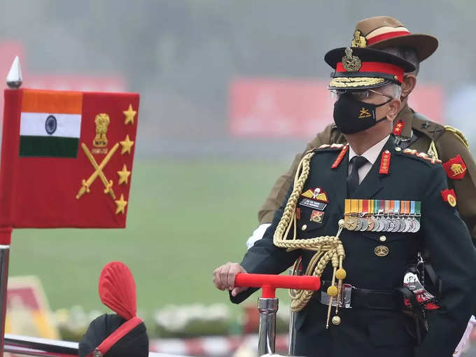 New Delhi_ Army Chief General Manoj Mukund Naravane reviews the Army Day Parade,....