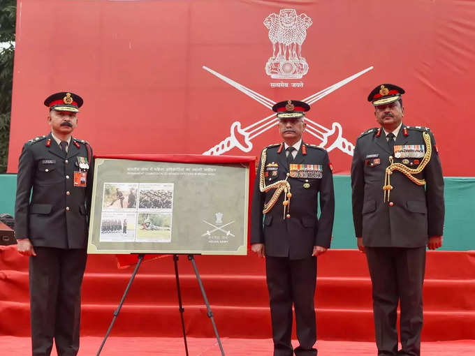 New Delhi_ Army Chief General Manoj Mukund Naravane release a commemorative pos....