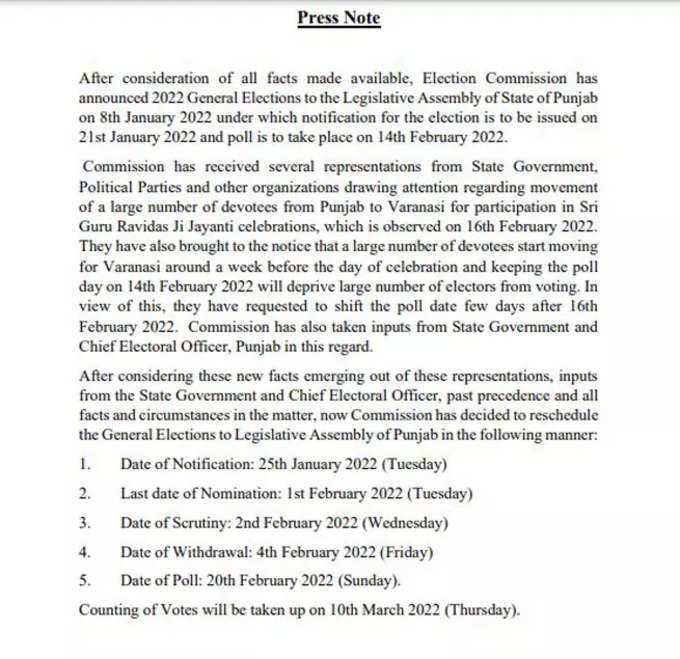 Punjab Election Notification