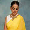 Saree : Yellow georgette paper embroidered festival wear ...