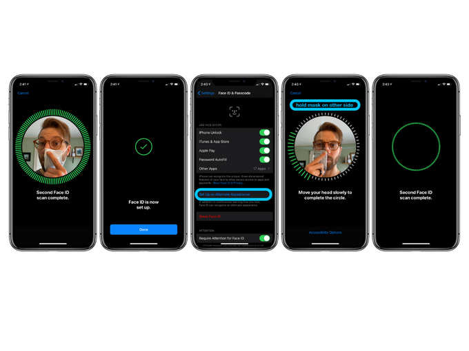 apple face id with mask working.