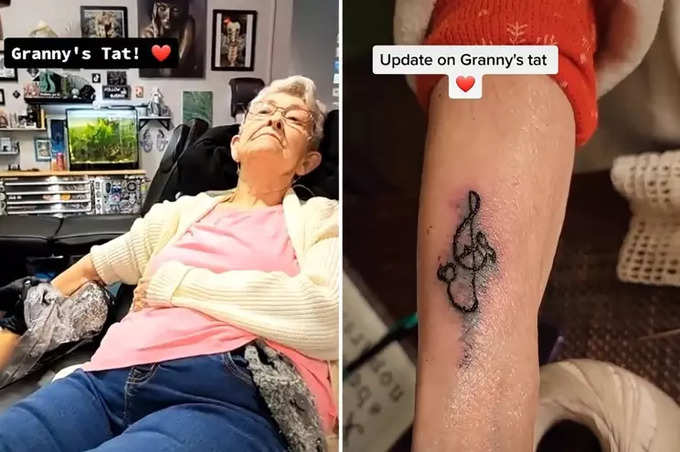 old grandma getting 1st tattoo
