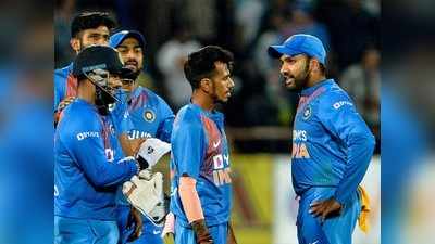 INDvsWI : दात दाखवू नको; लाईव्ह सामन्यात रोहितने पुन्हा चहलला सुनावले