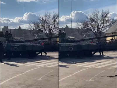 Ukraine War Video: रूसी काफिले के आगे निहत्था खड़ा हो गया शख्स, धक्का देकर रोक दिए टैंक, देखें हैरतअंगेज वीडियो