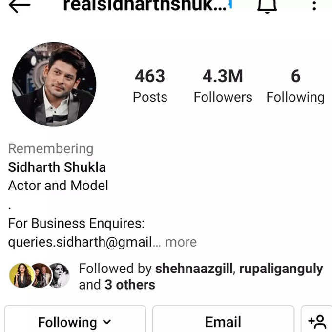 sidharth shukla instagram