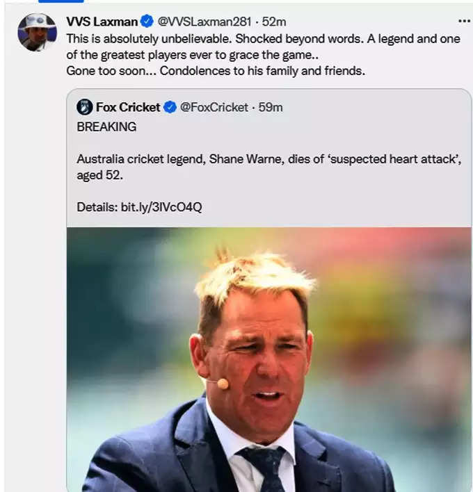 ક્રિકેટર Shane Warneનું 52 વર્ષની ઉંમરે અવસાન