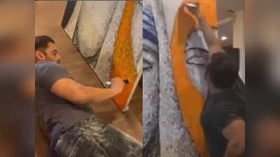 Video: सलमान ने जमीन पर लेटकर अपनी पेंटिंग को किया पूरा, बेंगलुरु की गैलरी में होगा  प्रदर्शन