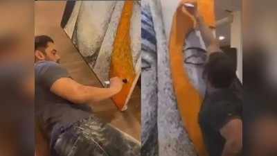 Video: जमिनीवर झोपून सलमान खाननं पूर्ण केलं पेंटिंग, चित्रांच्या प्रदर्शनाची जय्यत तयारी