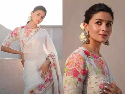 आलिया भटसारखा सुंदर लूक मिळवण्यासाठी ट्राय करून बघा या लेटेस्ट floral print saree, किंमत आहे अगदी कमी