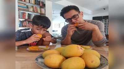 आमिर खाननं लेकाच्या साथीनं घेतला आंब्यांचा आस्वाद, Photo पाहून युझर्सनं विचारलं तुझा रोजा नाही का?