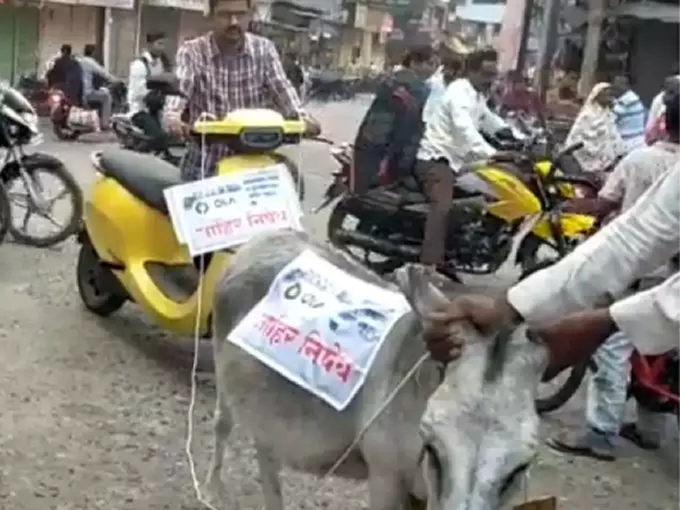 Man Ties Ola Scooter To Donkey 1