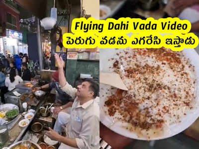 Flying Dahi Vada Video: పెరుగు వడను ఎగరేసి ఇస్తాడు