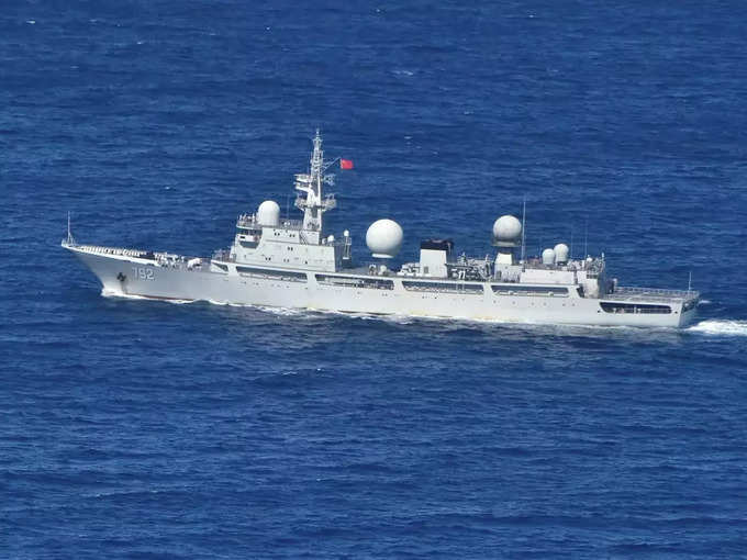 The People’s Liberation Army-Navys (PLA-N) Intelligence Collection Vessel Haiwangxing is pictured operating near the coast of Australia.