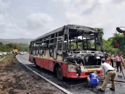 महाडला येणारी धावती बस पेटली; चालकाच्या प्रसंगावधानाने वाचले प्रवाशांचे प्राण