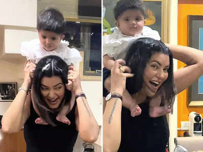 Charu Asopa की बेटी जिआना ने बुआ Sushmita Sen संग की मस्ती, कंधे पर बैठ खींचे बाल, देखिए PICS